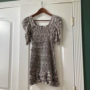 Scrunched Snakeskin Print Mini Dress